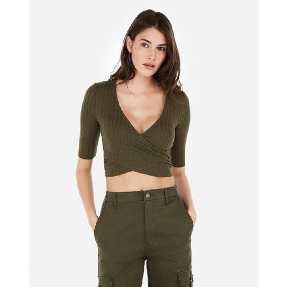 Express One Eleven Surplice Cropped Top XL